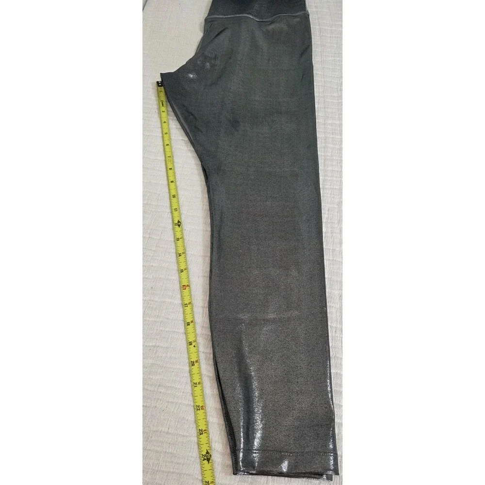 Nike Womens Sz L One Icon Clash Mid Rise 7/8 Shimmer Leggings Silver Yoga Run‎